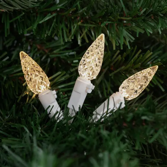 Northlight LED Faceted C6 Christmas Lights - Warm White - 23' White Wire - 70ct {4}