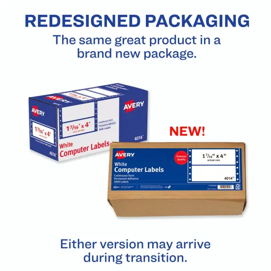 Avery White Computer Labels, 1-7/16" x 4", Dot Matrix Labels and Pin-Feed Labels, 5,000 Total (4014) {2}