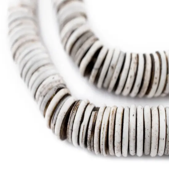 The Bead Chest 12mm Rustic Grey Bone Button Beads: Nepal Flat Round Disk Heishi Beads for DIY Necklace Jewelry Making {1}