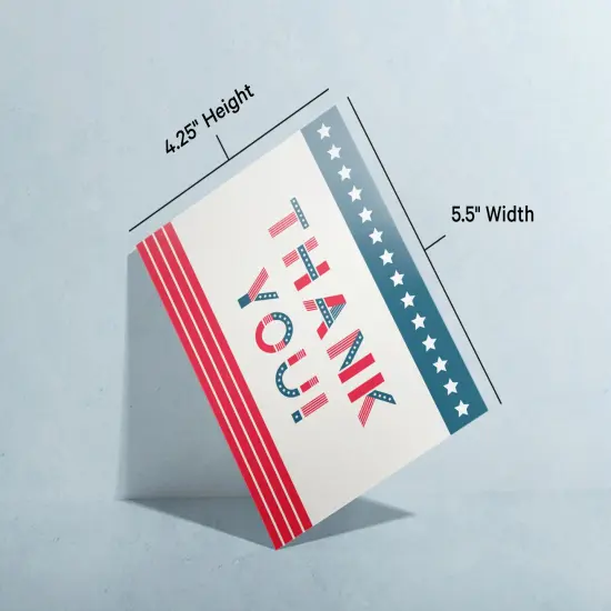 Twigs Paper - American Flag Thank You Cards - Patriotic Stationary Cards with Envelopes - Greeting Card for Veteran's Day, Memorial Day, 4th of July & More - Made In USA - 5.5" x 4.25" (Set of 12) {6}