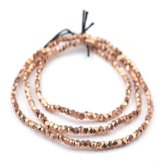 The Bead Chest 3mm Copper Cornerless Cube Beads - Full Strand of Ethnic Metal Spacer Beads {3}