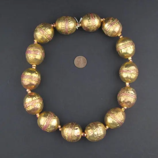 The Bead Chest Jumbo Artisanal Ethiopian Beads (Brass, 14 Beads) {2}