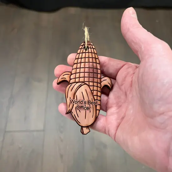 Worlds Best Officer Corn on the cob - Cedar Ornament {4}