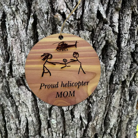 Proud helicopter MOM - Cedar Ornament {1}