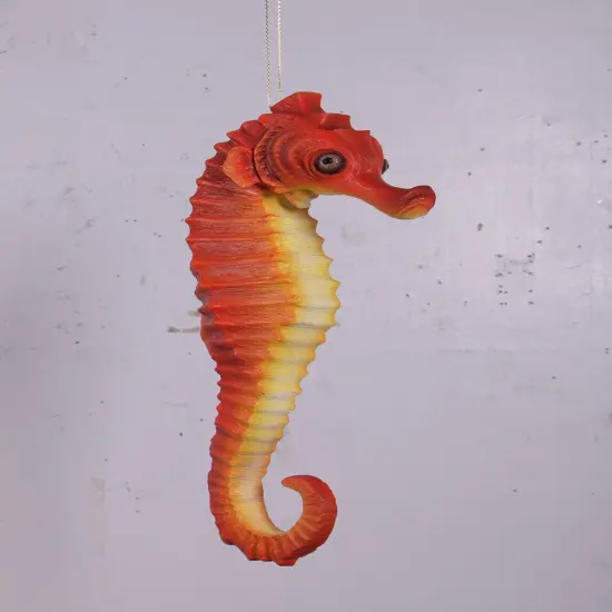 Medium Orange Seahorse Statue {5}