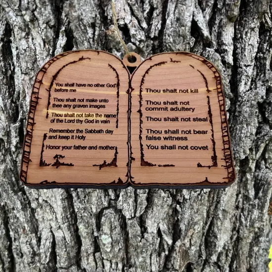 10 Commandments - Cedar Ornament {2}