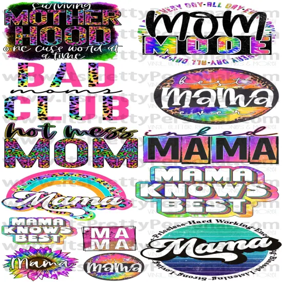 DESIGN #22- Neon Moms DTF Gang Sheet 22"x48" (Fabric Transfers) {1}