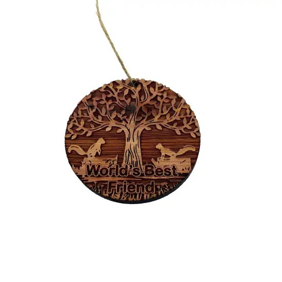 World's Best Friend Two Squirrels and Tree of Life - Cedar Ornament {1}