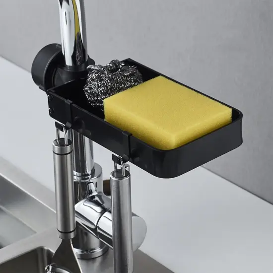 Kitcheniva Hanging Faucet Drain Rack Organizer Aluminum black {6}