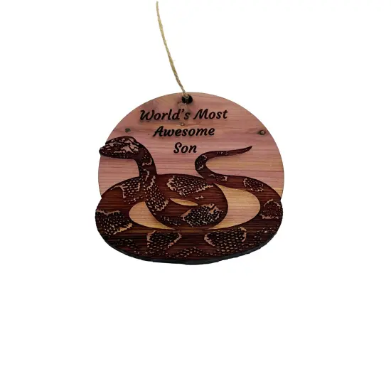 Worlds Most Awesome Son Snake - Cedar Ornament {3}