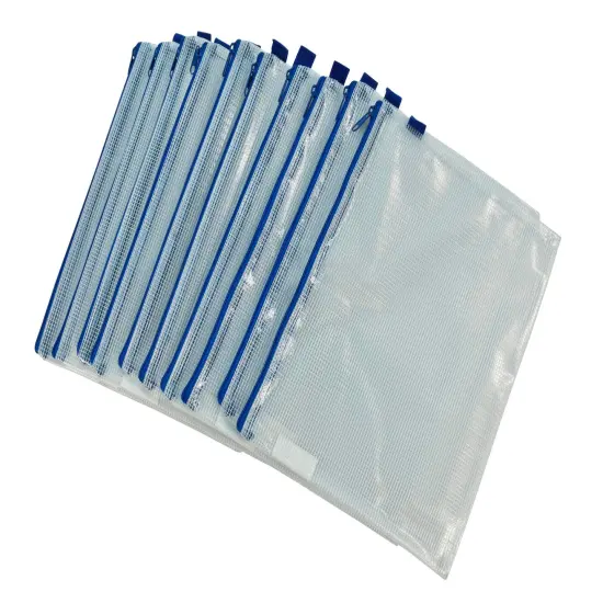 Sax Mesh Zippered Bags, Clear with Colored Trim, Pack of 10 {1}