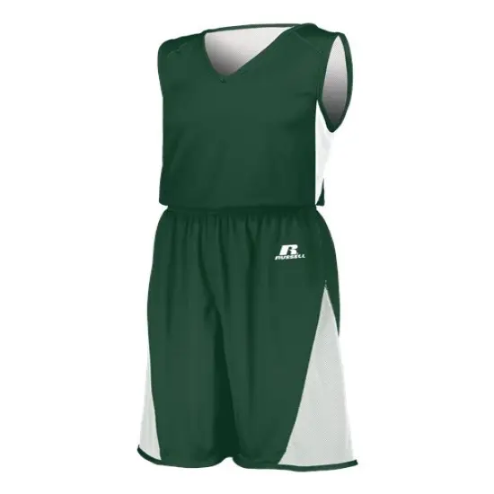 Russell Athletic - Youth Reversible Basketball Jersey | 100% polyester Ultra Lite fabric | Unleash Your Style with Our sportswear | RADYAN&reg; Dark green/ white {1}