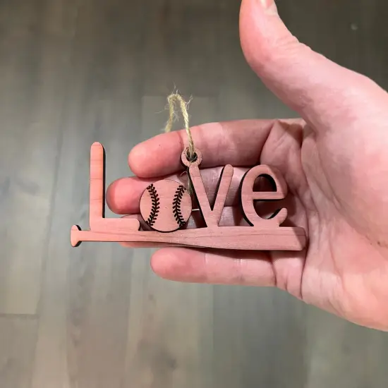 Love Baseball - Cedar Ornament {4}