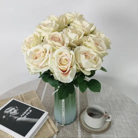 12 Pcs Artificial Roses for Wedding & Any Occasions Champaign {1}