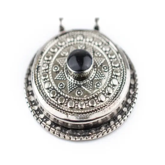 The Bead Chest Onyx-Inlaid Afghan Tribal Pendant (42x46mm) {5}