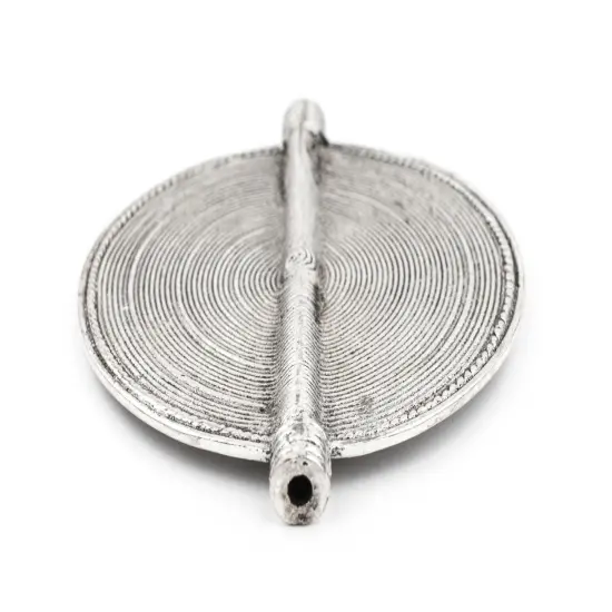 The Bead Chest Silver Sun Baule Bead Pendant 78x66mm Ivory Coast African Flat White Metal Large Hole Handmade {4}