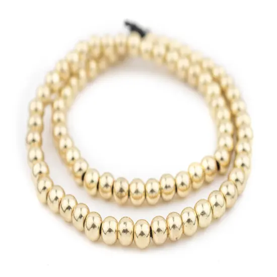 The Bead Chest Gold Round Sphere Beads 6mm Brass Large Hole 16 Inch Strand {3}