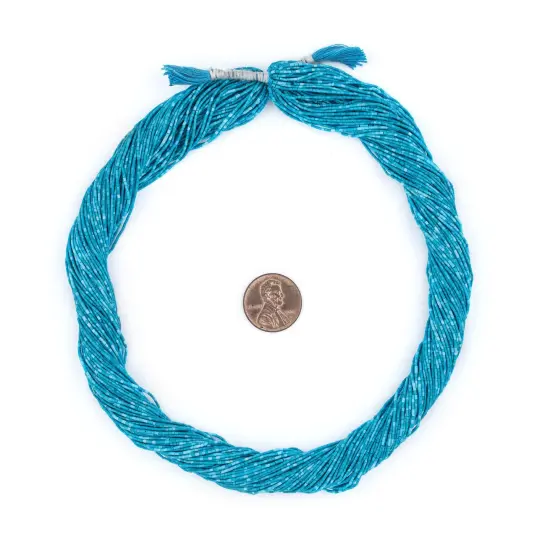 The Bead Chest Extra Tiny Blue Turquoise Cylinder Beads 1mm Afghanistan Gemstone 15 Inch Strand {2}