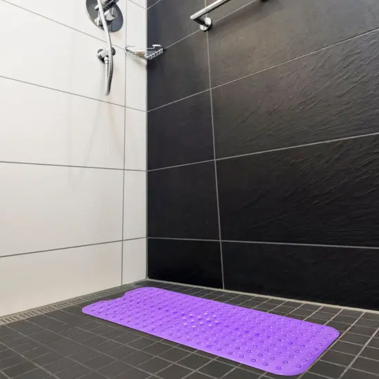Bath Tub Mat Non-Slip Shower Mat BPA-Free Massage Anti-Bacterial with Suction Cups Washable Purple {2}