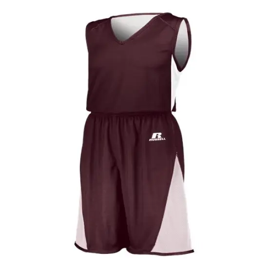 Russell Athletic - Youth Reversible Basketball Jersey | 100% polyester Ultra Lite fabric | Unleash Your Style with Our sportswear | RADYAN&reg; Maroon/ white {1}