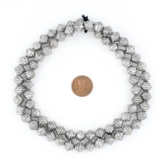 The Bead Chest Striped Dark Silver Bicone Beads (9mm) {2}