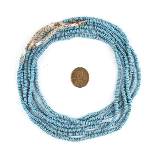 The Bead Chest Sky Blue 4mm Glass Heishi Beads - 23" Strand of Indonesian Java Spacer Beads for Crafts & Jewelry Making {2}
