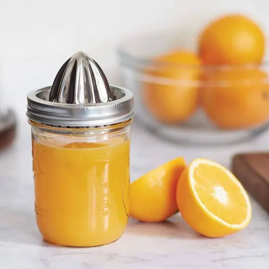Jarware - 82654 Jarware Stainless Steel Citrus Juicer Lid for Mason Jars, Wide-Mouth, Metallic {4}