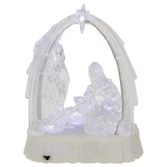 Northlight LED Lighted Musical Icy Crystal Nativity Scene Christmas Decoration - 7" White {7}