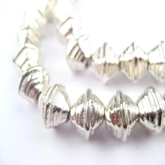 The Bead Chest Striped Silver Bicone Beads {1}