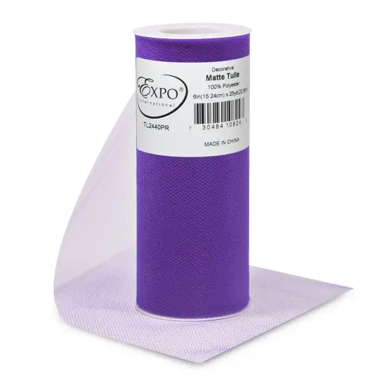 Pack of 96 Decorative Matte Tulle Spool of 6 Inch X 25 Yards Purple {1}