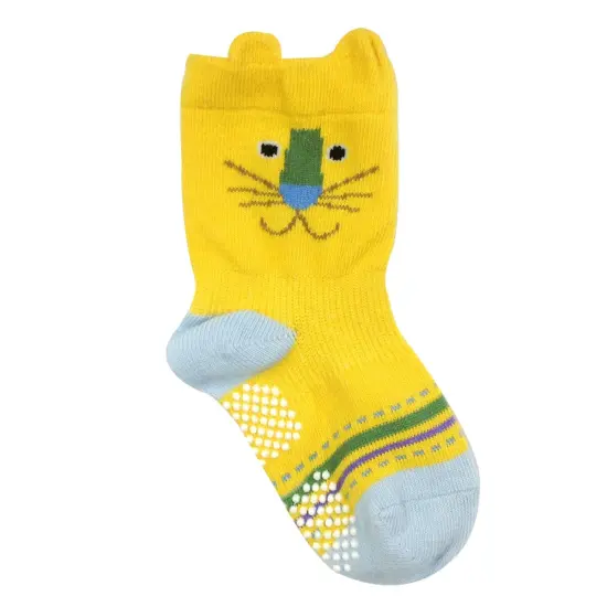 Wrapables Peek A Boo Animal Non-Skid Toddler Socks Set of 3, Lion (Small) {3}
