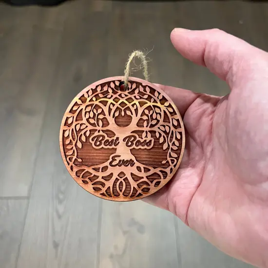 Best Boss Ever Celtic Tree of Life - Cedar Ornament {4}