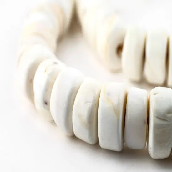 The Bead Chest Naga Conch Shell Beads - Full Strand of Genuine Natural Ocean Seashell Beads from Nepal (Disk 12mm, Natural) {1}