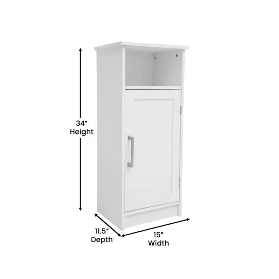 Merrick Lane Vigo Bathroom Storage Cabinet with Adjustable Cabinet Shelf, Upper Open Shelf, and Magnetic Closure Door White {6}