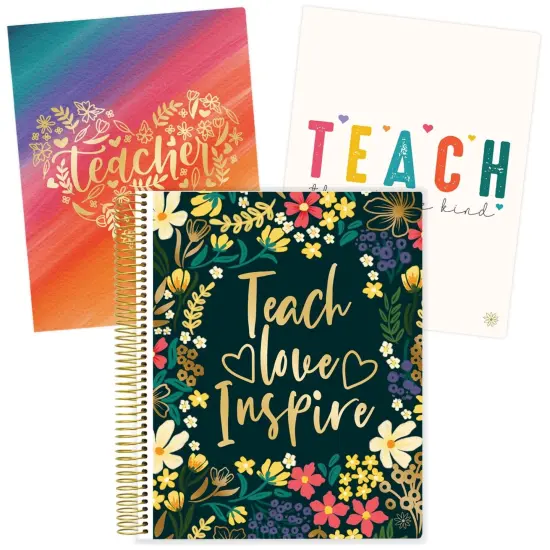 bloom daily planners Undated Teacher Planner & Calendar, Interchangeable Cover, Bold & Bright {1}