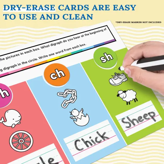 Carson Dellosa 20-Piece Digraph Edu-Clings Set,Language Arts Dry Erase Mats and Silicone Phonics Manipulatives for Grammar and Spelling Games and Practice {3}