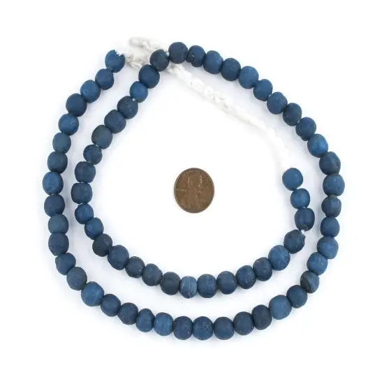 The Bead Chest Ancient-Style Java Glass Beads, Round Indonesian Handmade Fair Trade Etched Spacers for DIY Jewelry Making and Crafts (Opaque Teal) {2}