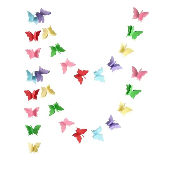 Butterfly Banner Decorative Paper Garland for Wedding, Baby Shower, Birthday & Theme Decor 110 Inches Long Set of 2 Pieces Mix Color {2}