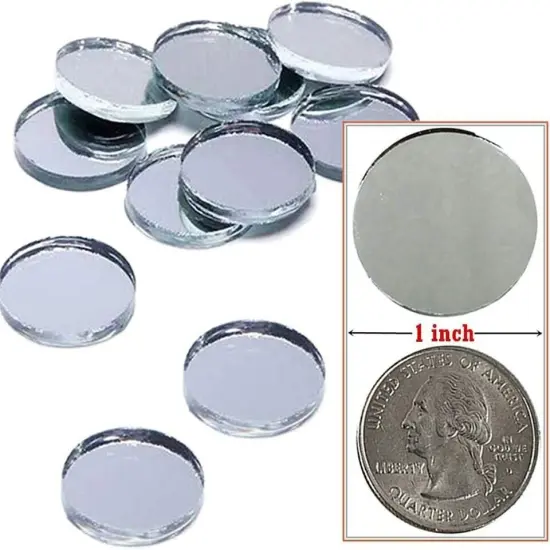 270 Pieces Small 1" Round Glass Mirrors & .4" Diamonds for Crafts Adhesive tape {2}