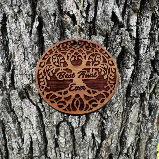 Best Aunt Ever Celtic Tree of Life - Cedar Ornament {2}
