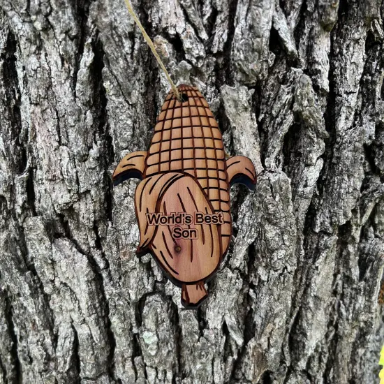 Worlds Best Son Corn on the cob - Cedar Ornament {1}