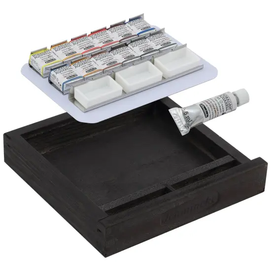Schmincke Horadam Watercolor Set - Exclusive Limited Edition Wooden Box -12 Half Pans, 5ml Titanium White, 3 Empty Pans, Made in Germany for professionals, artists, painters Assorted {3}