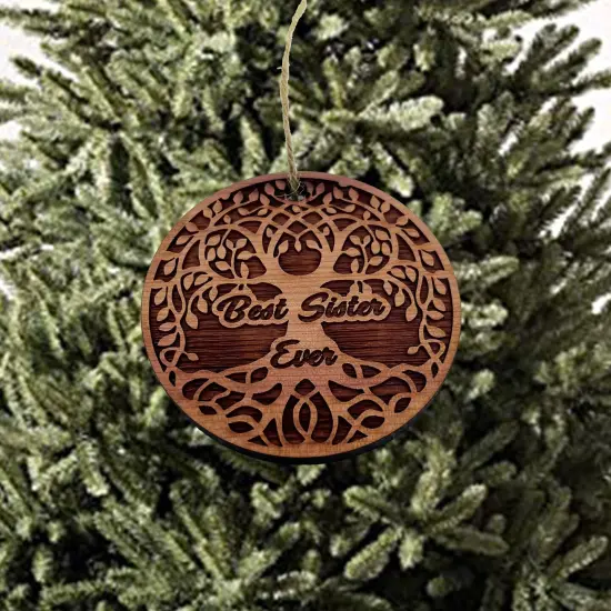 Best Sister Ever Celtic Tree of Life - Cedar Ornament {3}