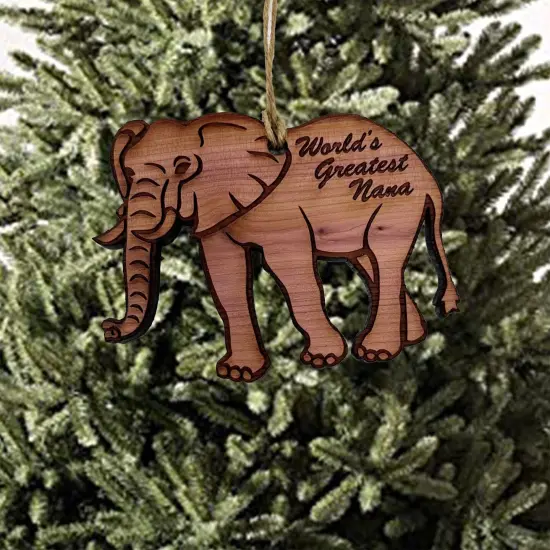 Elephant Worlds Greatest Nana - Cedar Ornament {2}