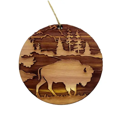 Free Range American Bison - Cedar Ornament {1}
