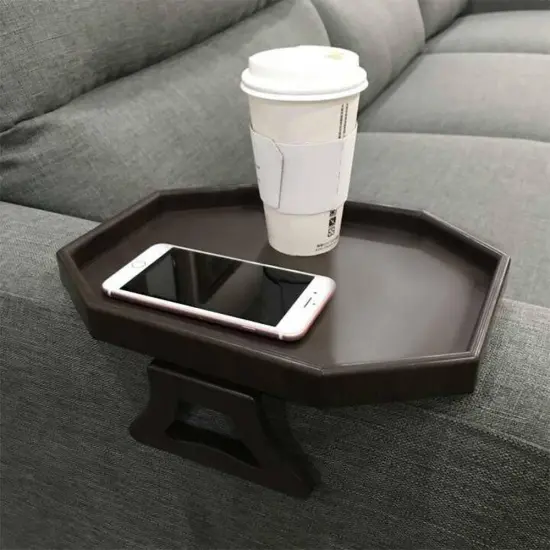 Sofa Arm Clip Table, Armrest Tray Table, Drinks/Remote Control/Snacks Holder &hellip; (Cherry Brown) {2}