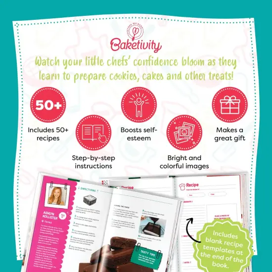 Baketivity Bake Away Kids Baking Cookbook with Pictures | Sweet and Savory Fun Recipes to Cook Together | Bake, Make & Learn Young Chef Bakes | Best Little Junior Baker Cooking & Baking Cookbooks Gift Hardcover &ndash; October 18, 2021 {6}