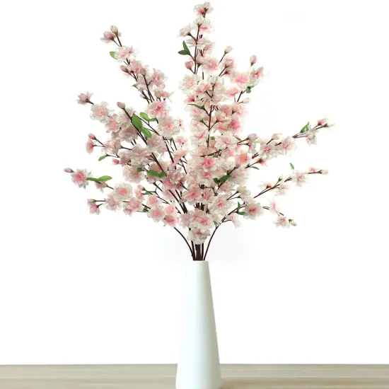 6-Pack Light Pink Cherry Blossom Stems - Realistic Silk Flowers for Floral Arrangements, Bouquets & Home Decor by Floral Home® {2}