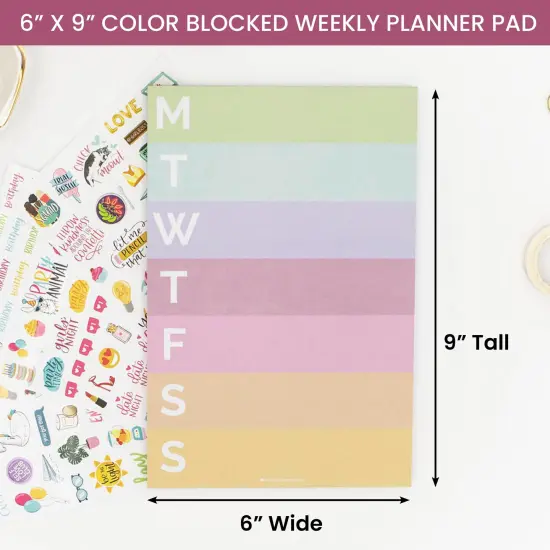 bloom daily planners Planning Pad, 6" x 9", Color Blocked Weekly Planner, Rainbow Sorbet {3}