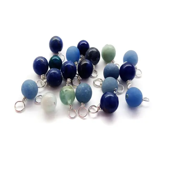Gemstone Charm Mix, 20 pcs, Blue Dangle Assortment, 5mm - 7mm Beads, Adorabilities {4}